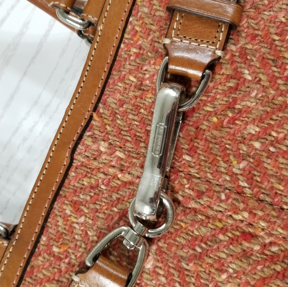 *Reposh* Coach Marron Tweed Wool Herringbone Bag - Picture 4 of 6